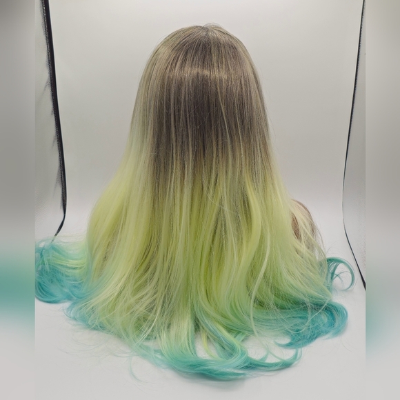 Uniwigs Pacific Palisades Long Rooted Ash Blonde & Teal Ombre Lace Front Wig - Picture 5 of 8